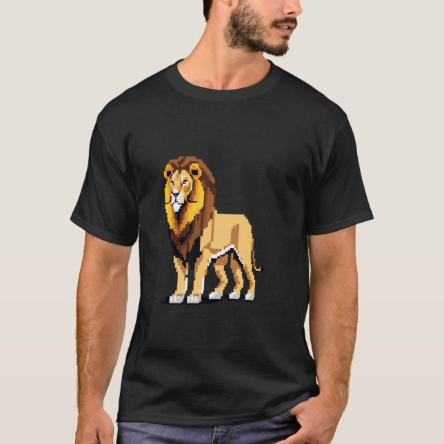 T-shirt Lion en pixel art de jeu rétro 32 bits (Devant)