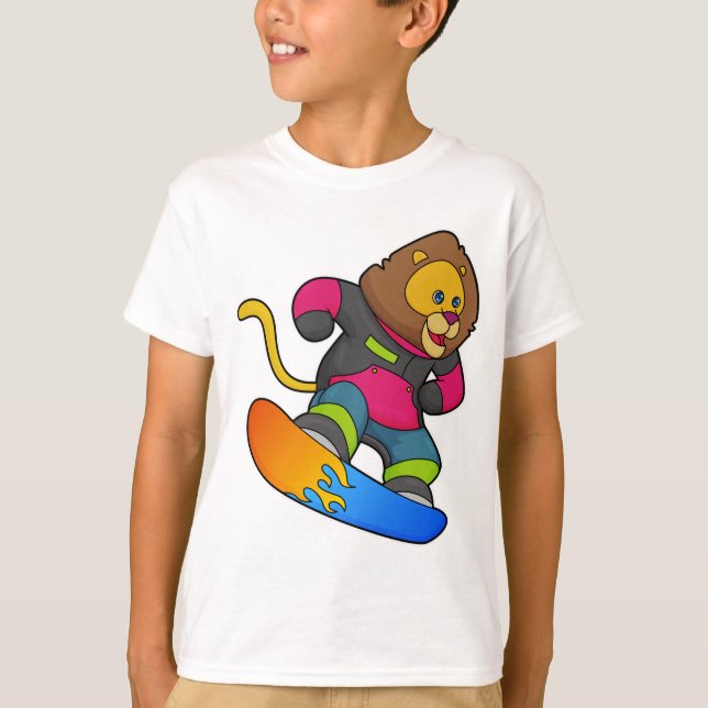 T-shirt Lion en Snowboard avec Snowboard (Devant)