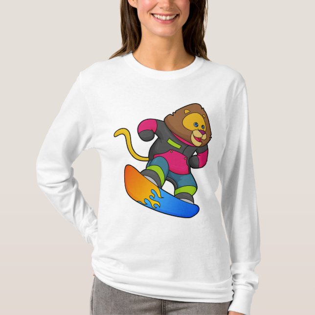 T-shirt Lion en Snowboard avec Snowboard (Devant)
