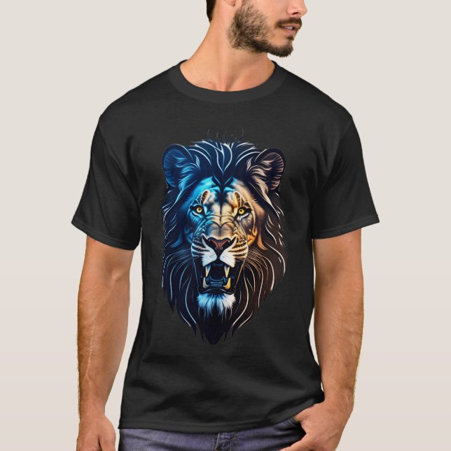 T-shirt Lion encré - Conception audacieuse et frap (Devant)