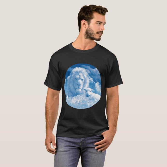 T-shirt Lion et agneau dans les nuages (Devant entier)
