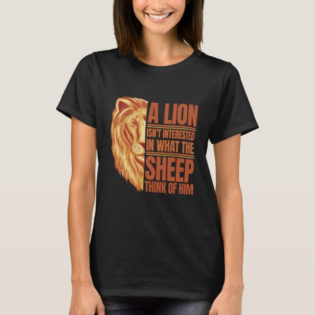 T-shirt Lion et mésange pensées Motivationnel Graphisme (Devant)