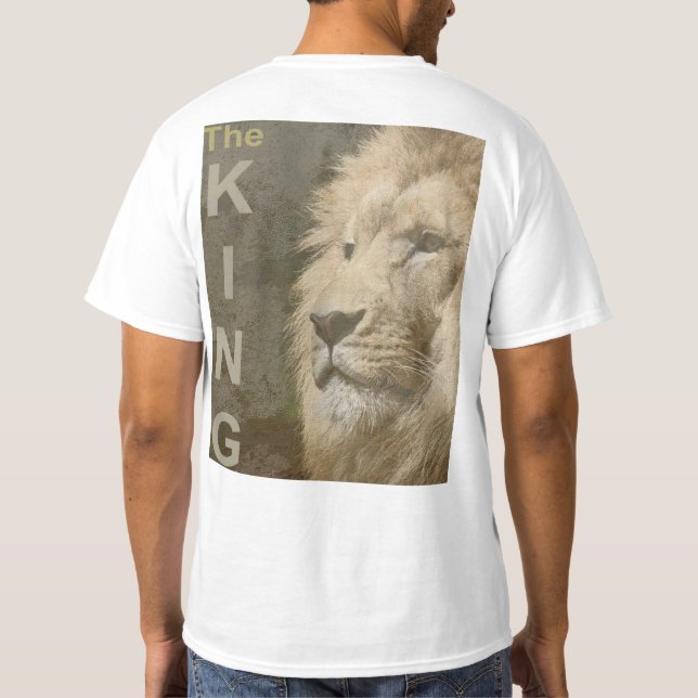 T-shirt Lion Face Mens Moderne Élégant Modèle Blanc (Dos)