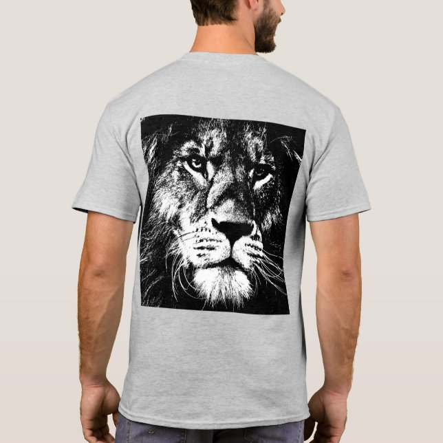 T-shirt Lion Face Modèle Dos Côté Design Pop Art Mens (Dos)