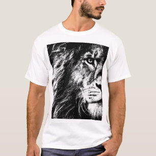 T-shirt Lion Face Pop Art Modèle Moderne Elégant Homme