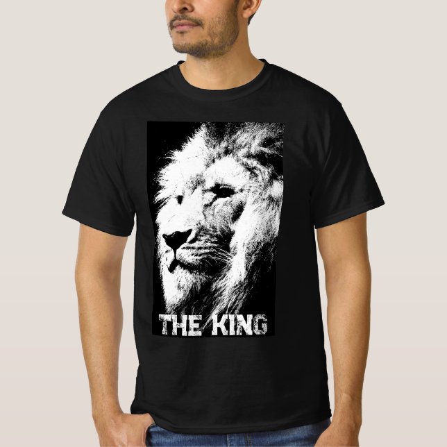 T-shirt Lion Face tendance élégant moderne noir et blanc (Devant)