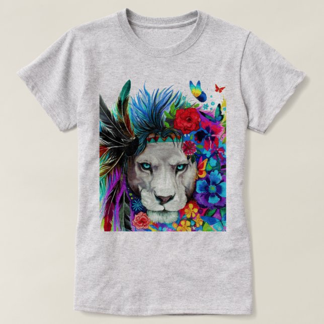 T-shirt Lion Floral design (Design devant)