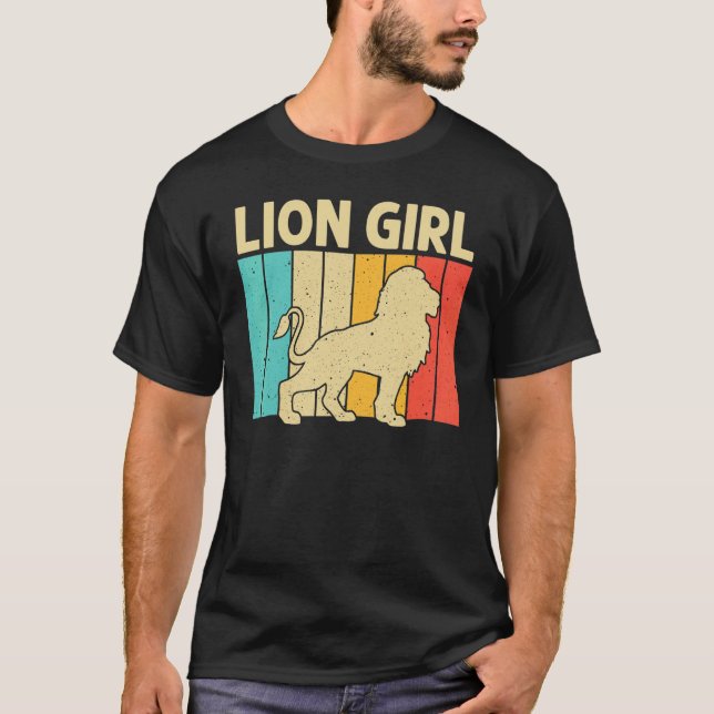 T-shirt Lion For Girls Kid African Safari Zoo Animal Retro (Devant)