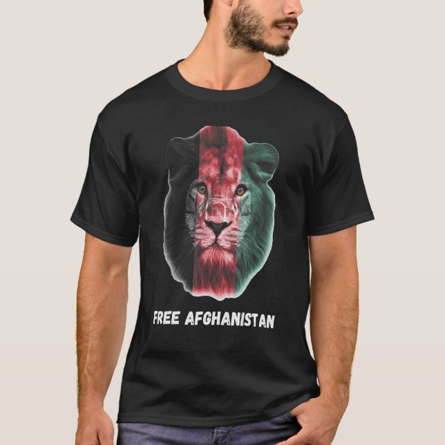 T-shirt Lion Free Afghanistan Afghanistan Flag (Devant)