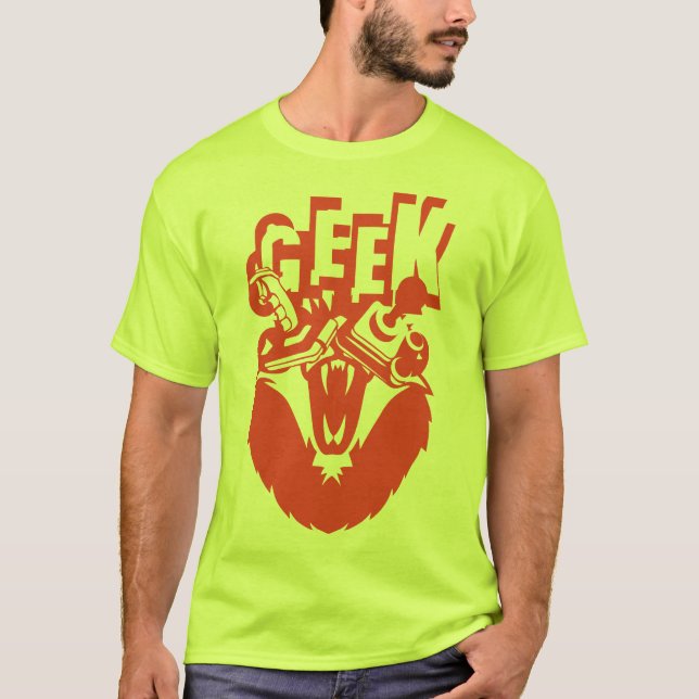 T-shirt lion geek manette jeux joystick video  (Devant)