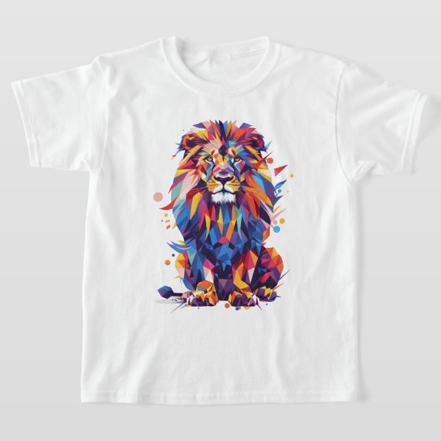 T-shirt Lion géométrique coloré (Poser)