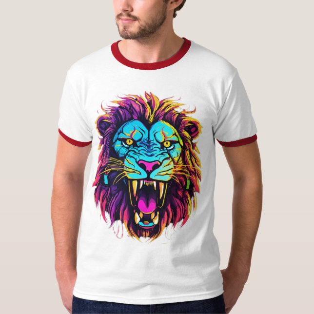 T-shirt Lion géométrique - Conception audacieuse e (Devant)