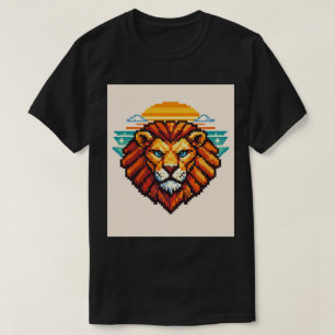 T-shirt Lion Géométrique Pixel Rétro