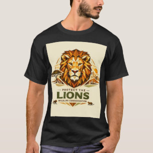 T-shirt Lion Géométrique : Protégez la Faune
