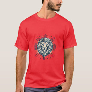 T-shirt Lion géométrique rétro