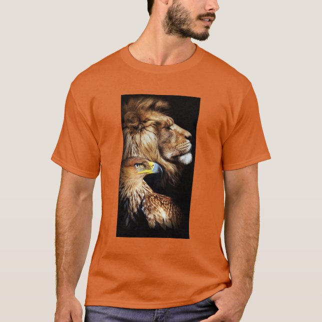 T-shirt Lion Golden Eagle Scale and Flame Tapestry"T-Shirt (Devant)