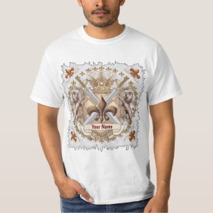 T-shirt Lion Griffin Shield Famille Crest Nom