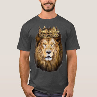 T-shirt Lion Head Golden Crown Art Canvas King