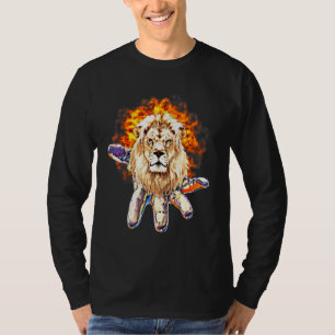 T-shirt Lion Head Motif Afrique Big Chat Mane Coloré Lions
