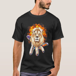 T-shirt Lion Head Motif Afrique Big Chat Mane Coloré Lions
