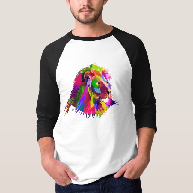 T-shirt Lion Head Prismatic Pop Art Design-62502 (Devant)