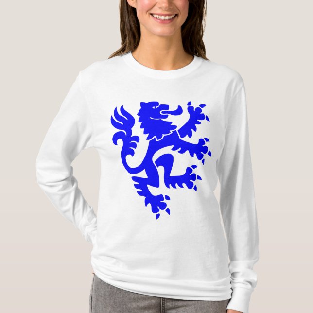 T-shirt Lion héraldique 01 - Bleu (Devant)