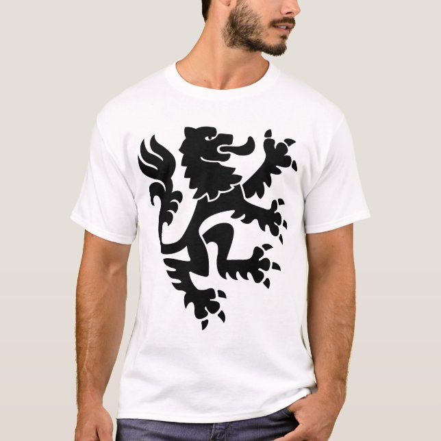T-shirt Lion héraldique 01 - Noir (Devant)