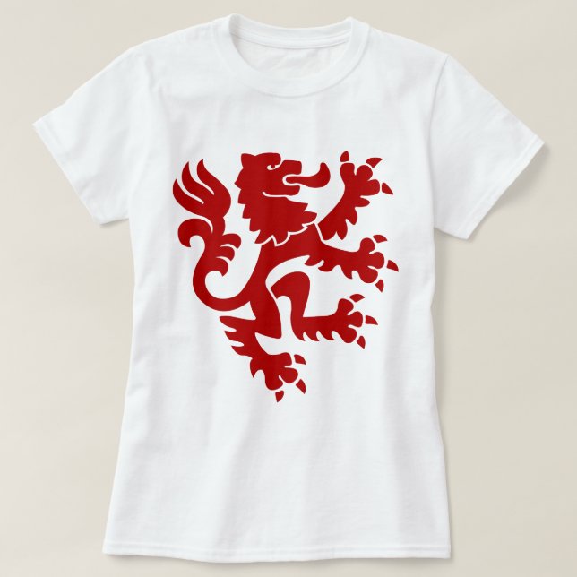 T-shirt Lion héraldique 01 - Rouge rubis (Design devant)