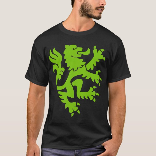 T-shirt Lion Héraldique 01 - Vert Martien (Devant)