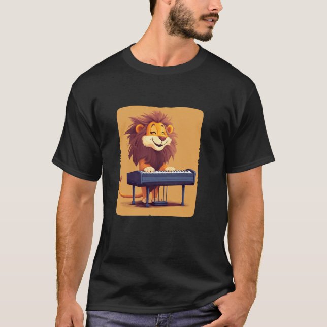 T-shirt Lion hilarant joue du piano à queue (Devant)