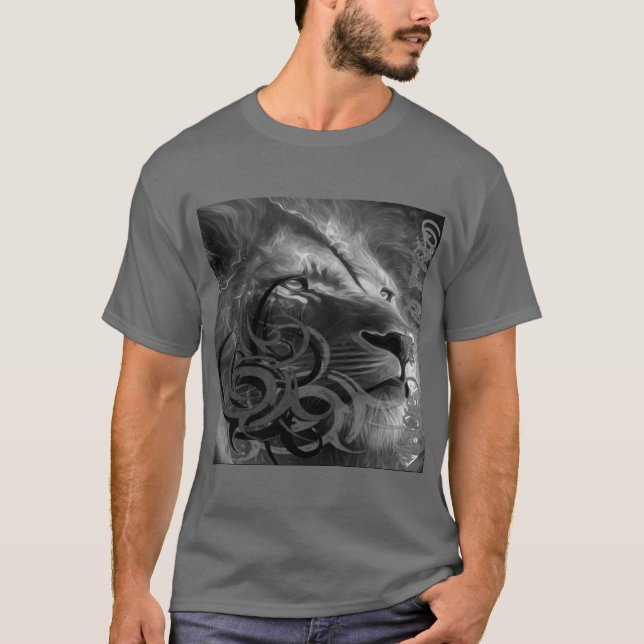 T-shirt Lion huile Noir Lyon design gr (Devant)