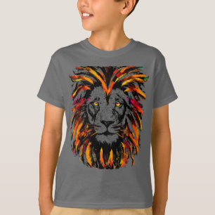 T-shirt Lion - Illustration de Lion noir orange