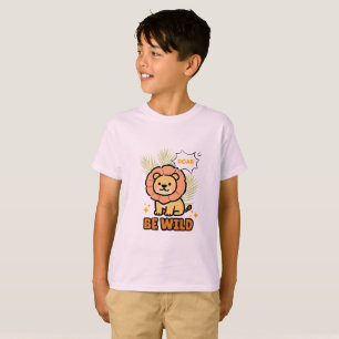 T-shirt Lion illustré orange et jaune