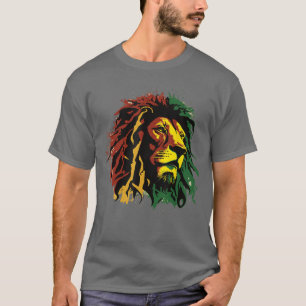 T-shirt Lion Jamaïcain Drapeau Rasta Jamaïcain Lion de Jud
