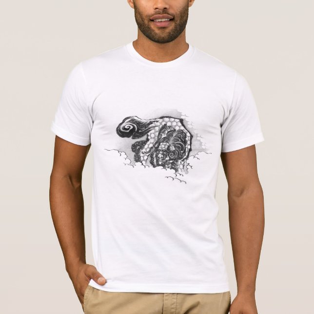 T-shirt Lion japonais de gardien de Shishi d'encre par (Devant)