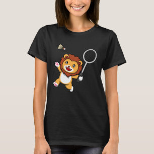 T-shirt Lion Jouer Badminton Shuttlecock Hobby Sports