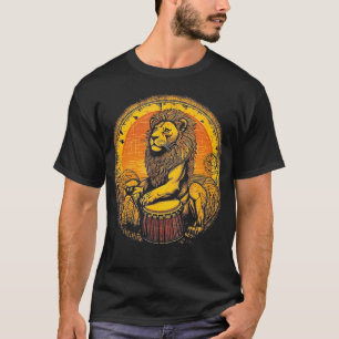 T-shirt Lion Jouer Djembe Drumming Drummer Africain