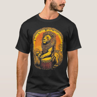 T-shirt Lion Jouer Djembe Drumming Drummer Africain