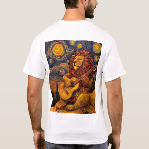 T-shirt Lion Jouer Guitare Outdoor Musician Graphic Tee