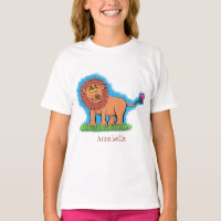 Lion joyeux avec dessin animé de papillon