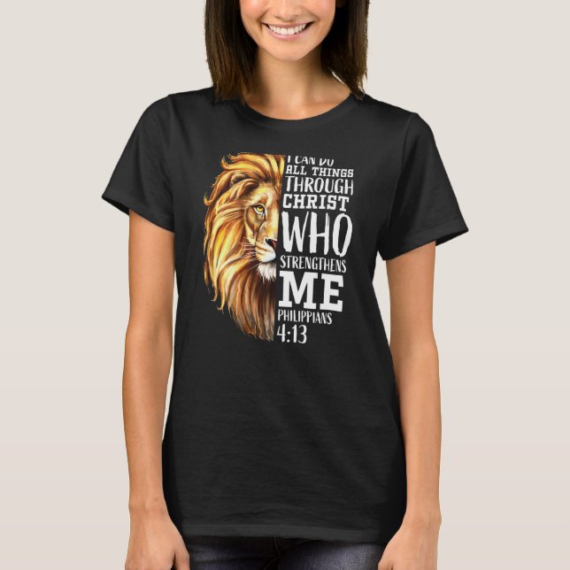 T-shirt Lion Juda Écriture Religieuse Chrétienne Graphique (Devant)