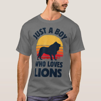T-shirt Lion Just A Boy Who Loves Lions Men Retro Vintage