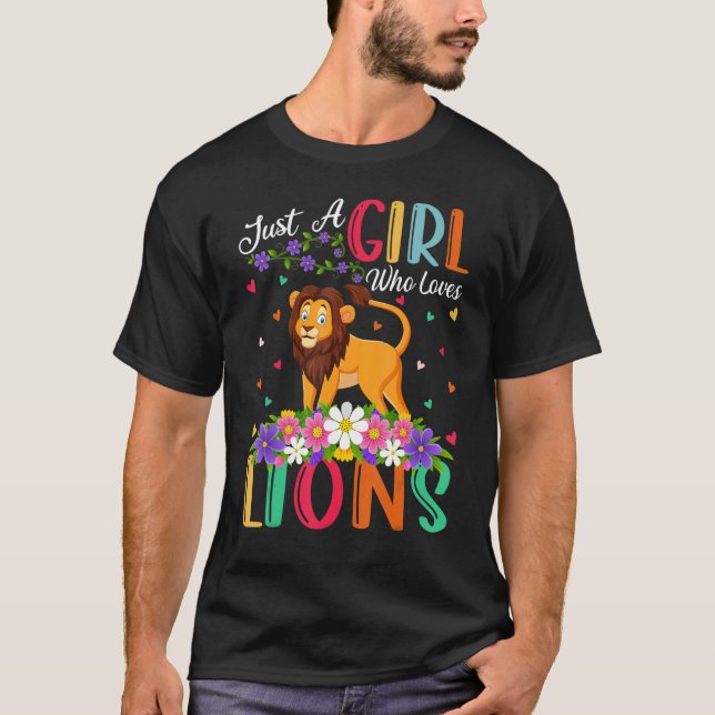 T-shirt Lion Juste Une Fille Qui Aime Les Lions (Devant)