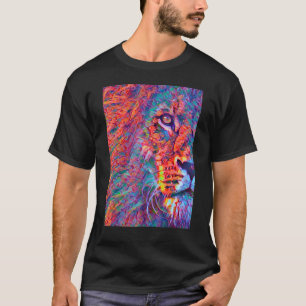 T-shirt Lion Le Roi Majestueux Vague de Couleur Mignonne A