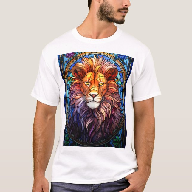 T-shirt Lion Majestueux En Verre Tissan (Devant)