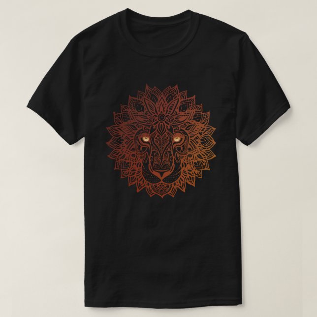 T-shirt Lion Mandala Ornamental, Lion Dessiné À La Main Ma (Design devant)