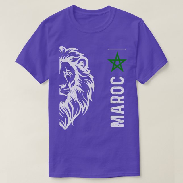 T-shirt lion marocain Maroc Drapeau 2024 (Design devant)