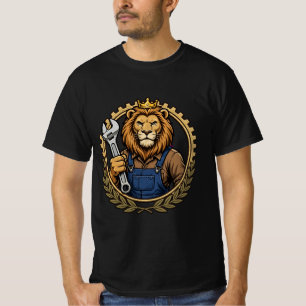 T-shirt Lion Mécanicien Roi - Garage Couronne Clé à Douill