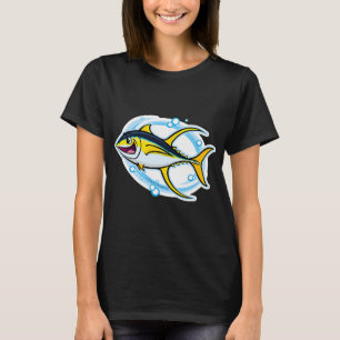 T-shirt Lion Mignon Avec Veste De Pêche En Train De Pêcher