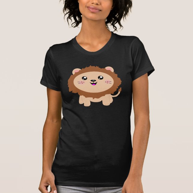 T-shirt Lion mignon de bande dessinée (Devant)